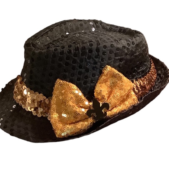 Kids Black and Gold Saints Fedora Hat - Picture 2 of 6